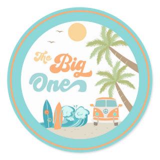 Surf's Up The big One Birthday Party Favor Sticker