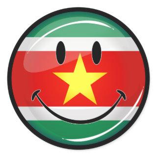 Suriname Flag | Smiling Face Classic Round Sticker