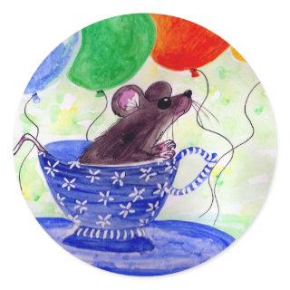 Surprise Tea Cup Mouse Classic Round Sticker