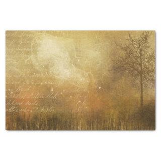 Surreal Victorian Gold Landscape with Script Tissue Paper