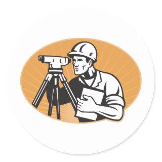 Surveyor Engineer Theodolite Total Station Classic Round Sticker