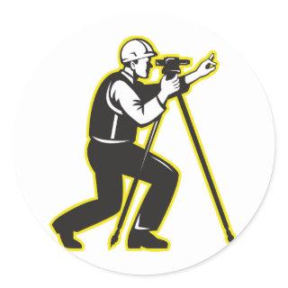 Surveyor Engineer Theodolite Total Station Classic Round Sticker