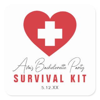 Survival Kit Personalized Favor Square Sticker