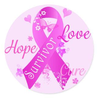Survivor Love Hope Cure Classic Round Sticker