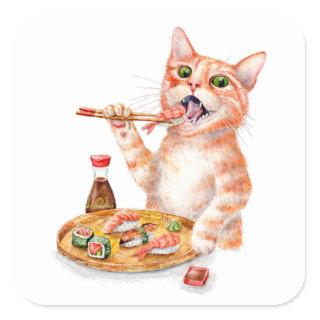 Sushi Cat Square Sticker