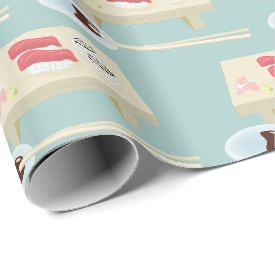 Sushi on a Board Pattern Light Blue