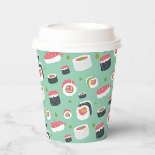 Sushi pieces japanese food pattern design paper cups