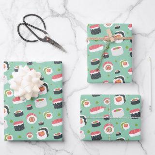 Sushi pieces japanese food pattern design  sheets