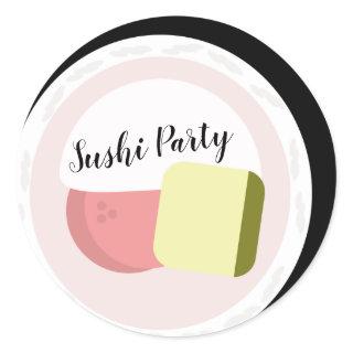 Sushi Roll Salmon Teen Birthday Restaurant Classic Round Sticker