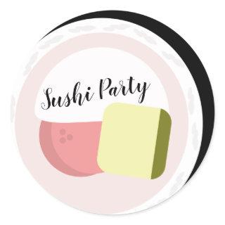 Sushi Roll Salmon Teen Birthday Restaurant Classic Round Sticker