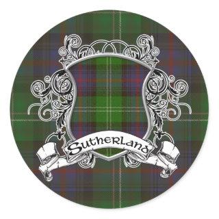 Sutherland Tartan Shield Classic Round Sticker
