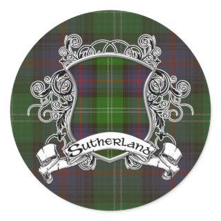 Sutherland Tartan Shield Classic Round Sticker