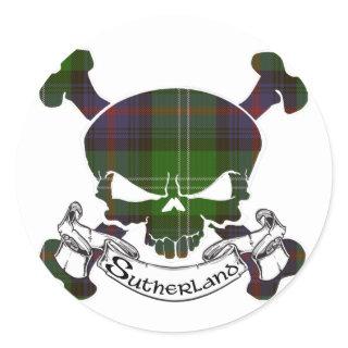 Sutherland Tartan Skull Classic Round Sticker