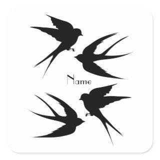 Swallow Birds Silhouettes Thunder_Cove  Square Sticker