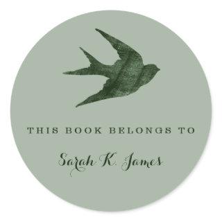Swallow (Letterpress Style) Classic Round Sticker
