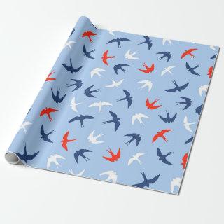 Swallows Birds Sky Flight Pattern Blue Red White