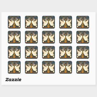 Swan and Rush and Iris,  Square Sticker