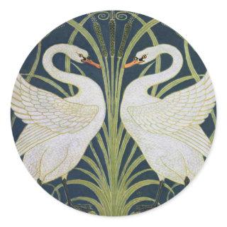 Swan Art Nouveau Two Swans  Classic Round Sticker