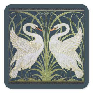 Swan Art Nouveau Two Swans  Square Sticker