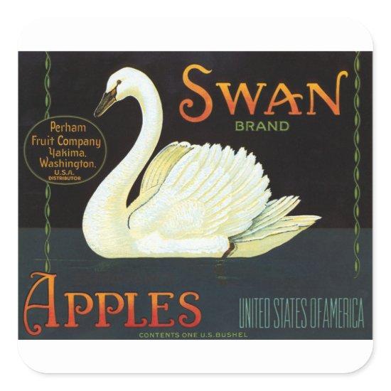 Swan Brand Apples Square Sticker