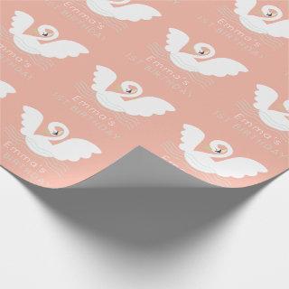 Swan Princess Modern Pink Girl Birthday