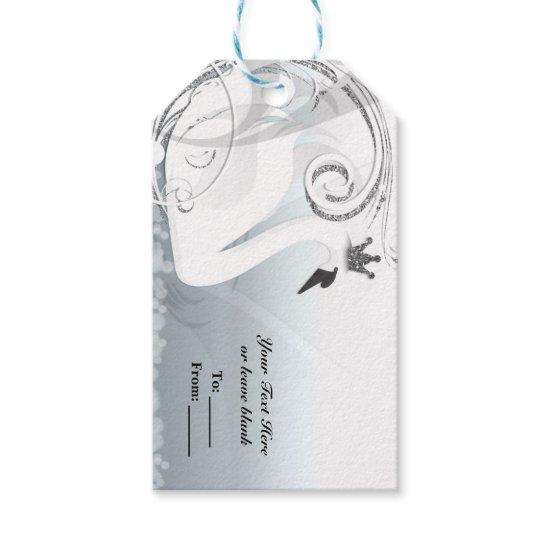 Swan Princess Silver & White Elegant Custom Party Gift Tags