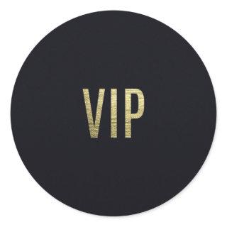 Swanky Faux Gold Leaf Foil "VIP" Typography Classic Round Sticker