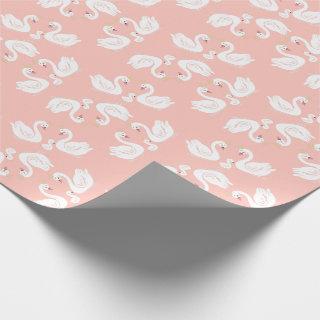 Swans Baby Shower Bird with Crown Co-Ed Peach