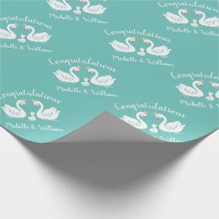 Swans Baby Shower Bird with Crown Co-Ed Teal