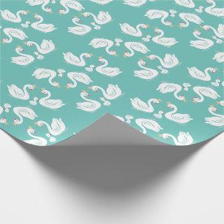 Swans Baby Shower Bird with Crown Co-Ed Teal
