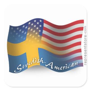 Swedish-American Waving Flag Square Sticker