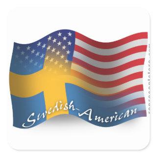 Swedish-American Waving Flag Square Sticker