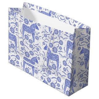 Swedish Dala Horse Blue and White Large Gift Bag