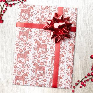 Swedish Dala Horse Red and White Folk Art