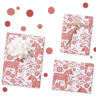 Swedish Dala Horse Red and White Folk Art  Sheets