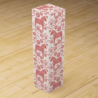 Swedish Dala Horse Red and White Wine Box