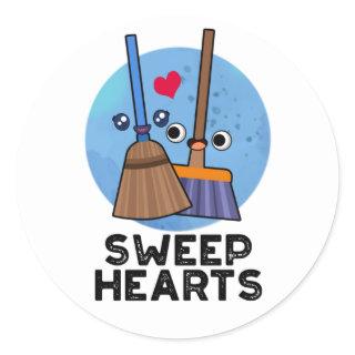 Sweep Hearts Funny Sweet Hearts Broom Pun  Classic Round Sticker