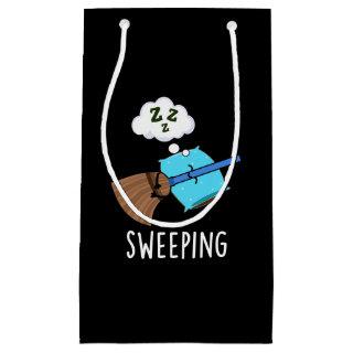 Sweeping Funny Sleeping Broom Pun Dark BG Small Gift Bag