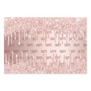 Sweet 16 16th rose gold glitter drips pink sparkle  sheets