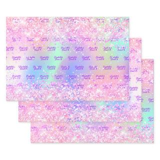 Sweet 16 blush pink glitter holographic name  sheets
