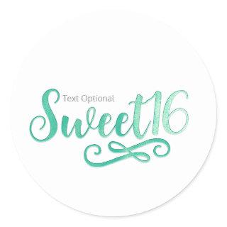 Sweet 16 Minty Green Birthday Party Favor Classic Round Sticker