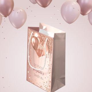 SWEET 16 rose gold blush glitter balloons Small Gift Bag