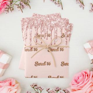 Sweet 16 rose gold glitter pink 16th birthday  sheets