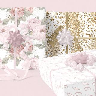 Sweet 16 Script Elegant Gold Glitter Peony Floral  Sheets