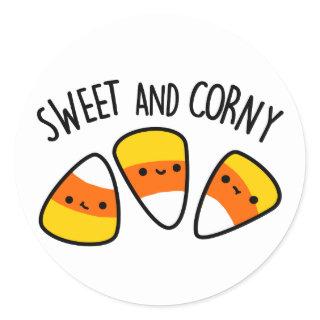 Sweet And Corny Funny Corn Kernels Pun  Classic Round Sticker