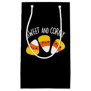 Sweet And Corny Funny Corn Kernels Pun Dark BG Small Gift Bag