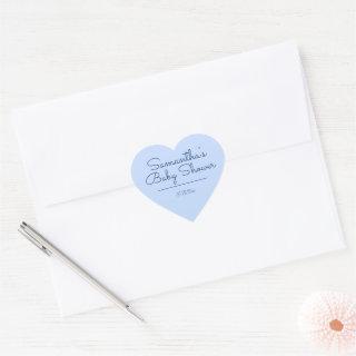 Sweet and Simple Blue Baby Shower Heart Sticker