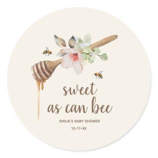 Sweet As Can Bee Floral Honey Wand Baby Shower Classic Round Sticker