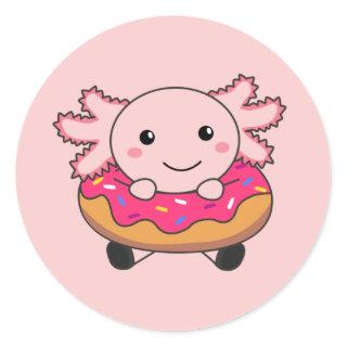 Sweet Axolotl Candy Law Donut Pink Classic Round S Classic Round Sticker