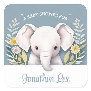 Sweet Baby Elephant Square Sticker